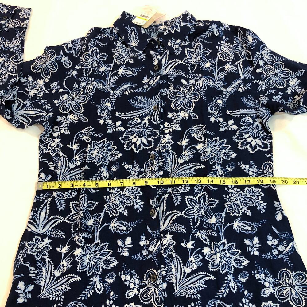 NWT Tommy Bahama Delft Floral Linen Blend Boyfriend Shirt - Picture 7 of 10